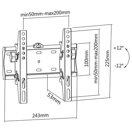 Suport universal LED TV 23-42 inch, reglare + / -12°, Cabletech UCH0192
