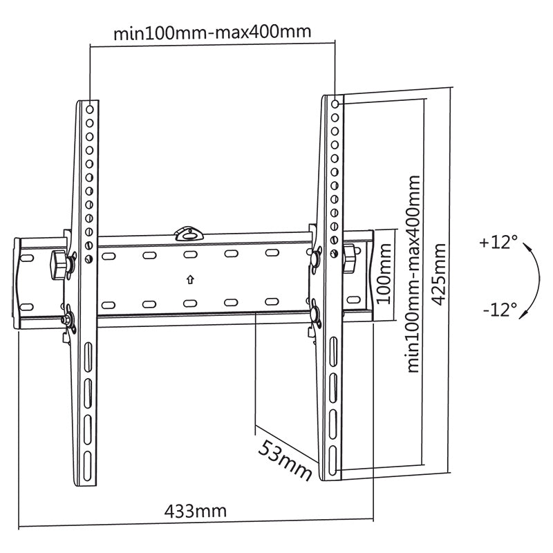 Suport universal LED TV 32-55 inch, Vesa, reglare verticală, Cabletech UCH0193
