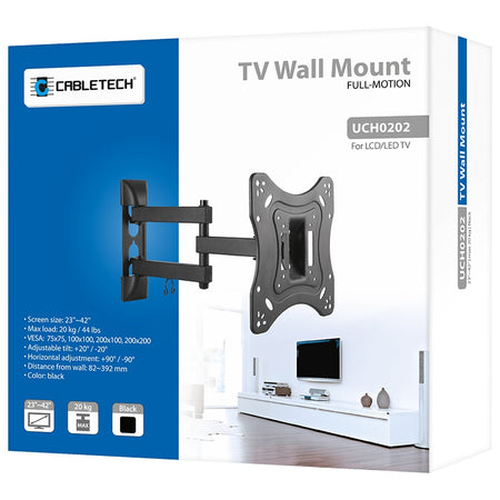 Suport TV de perete 23-42 inch, negru, reglabil, Cabletech UCH0202