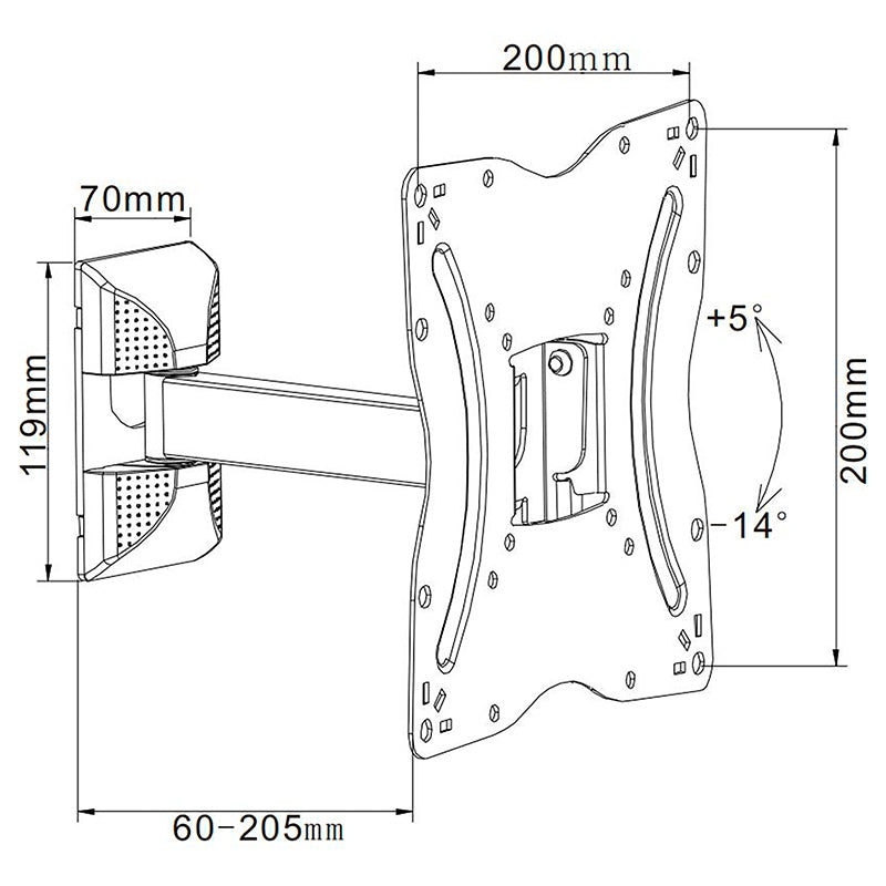 Suport TV de perete pentru 13-42 inch cu pivotare orizontală și verticală Cabletech UCH0215