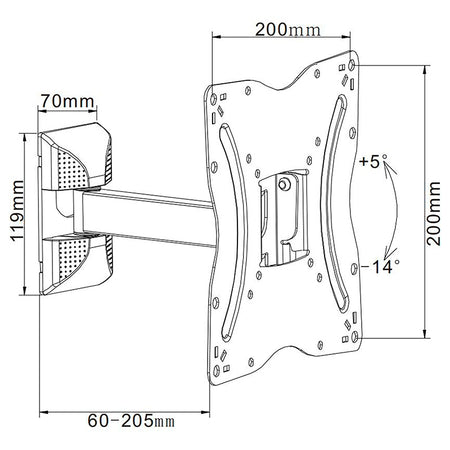 Suport TV de perete pentru 13-42 inch cu pivotare orizontală și verticală Cabletech UCH0215