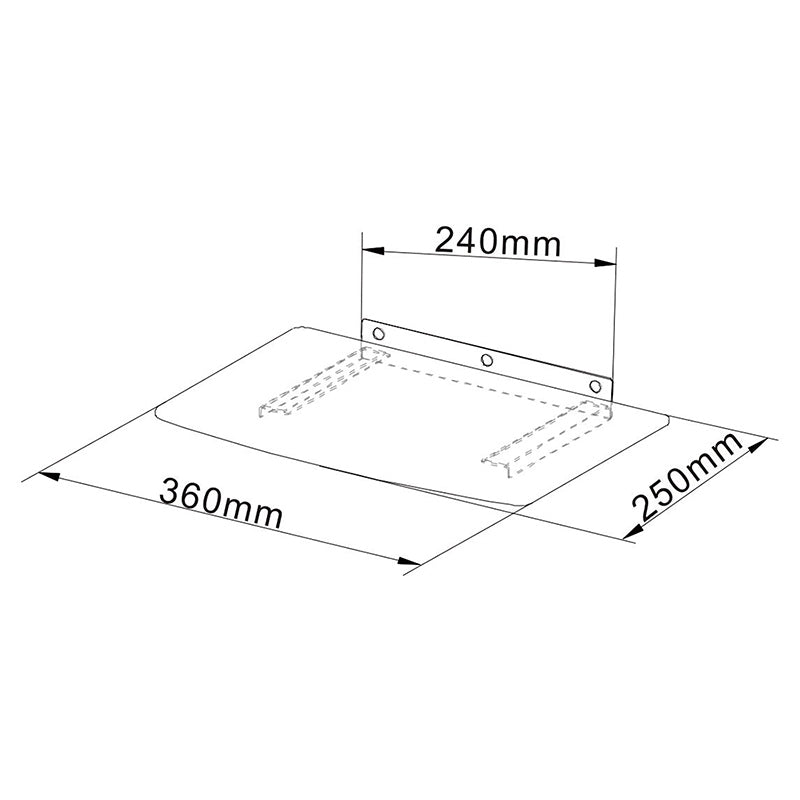 Suport de perete cu poliță din sticlă pentru DVD/Blu-ray, 360×250 mm și sarcină 10 kg Cabletech UCH0216