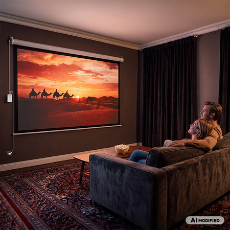 Ecran de proiecție electric cu diagonală de 100 inch și suprafață 2 × 1,5 m Cabletech UCH0226