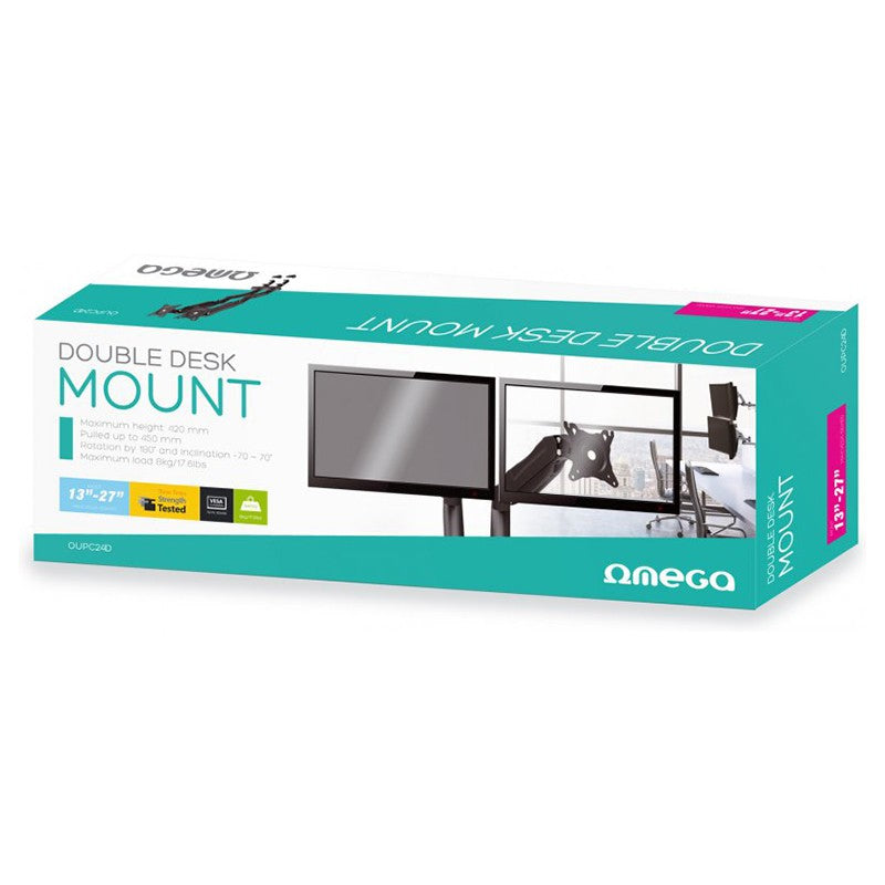Suport pentru două monitoare de 13-27 inch cu prindere VESA 75×75 și 100×100 Omega UCH024