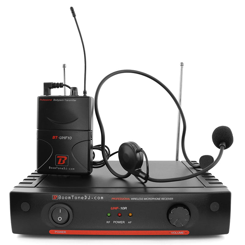 Stație 1 microfon wireless tip cască UHF 536,5 MHz BoomTone DJ UHF 10HL F6