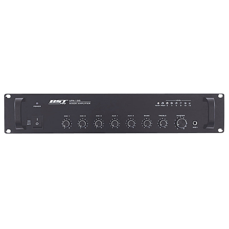 Amplificator linie 120 W, 3 microfoane, 2 AUX, montare rack, BST UPA120