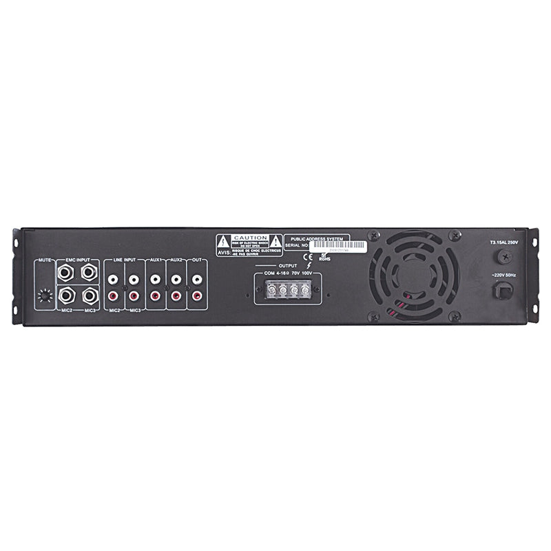 Amplificator linie 120 W, 3 microfoane, 2 AUX, montare rack, BST UPA120