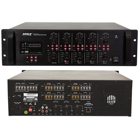 Mixer cu amplificare 4×120 W, 4 zone, player MP3, rack 19" BST UPX4120