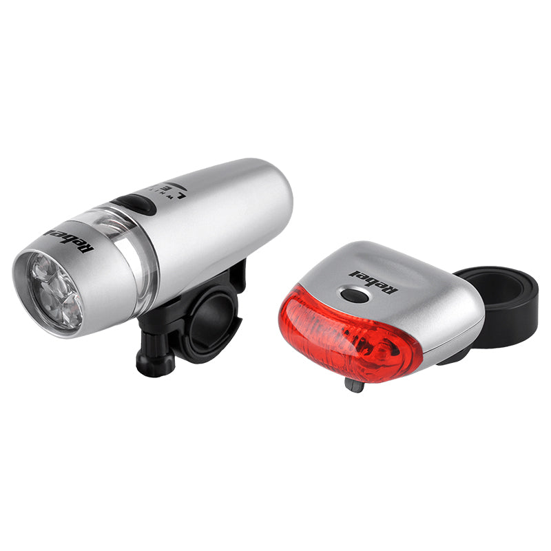 Set lumini față și spate pentru bicicletă cu 5 LED-uri și alimentare pe baterii AAA Rebel URZ0065-1