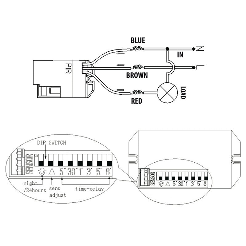 Senzor PIR cu senzor extern 800 W și detecție la 360 grade URZ0804