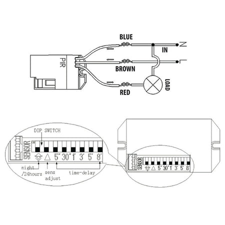 Senzor PIR cu senzor extern 800 W și detecție la 360 grade URZ0804