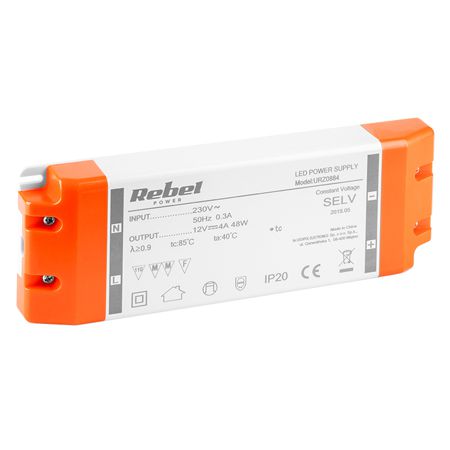 Sursă de alimentare pentru bandă LED de 12 V și 4 A, 48 W Rebel URZ0884