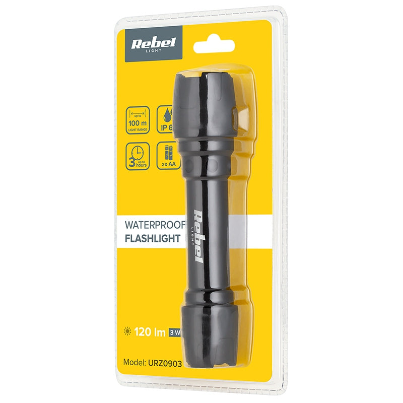 Lanternă LED 3 W din aluminiu cu protecție IP65 Rebel URZ0903