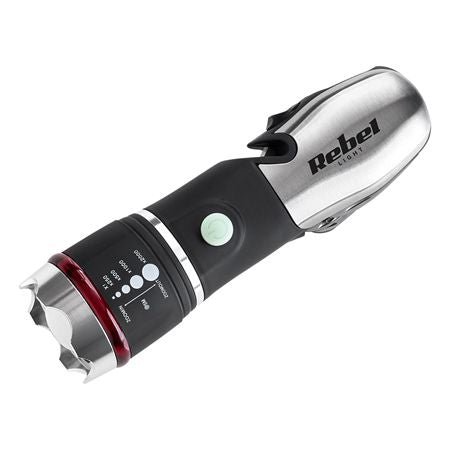Lanternă multifuncțională 3 W cu ciocan de urgență și 8 unelte Rebel URZ0919