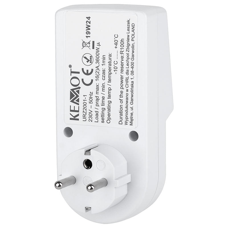 Priză cu temporizator digital 230 V cu sarcină maximă 2300 W URZ2001-1