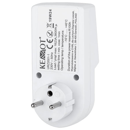 Priză cu temporizator digital 230 V cu sarcină maximă 2300 W URZ2001-1