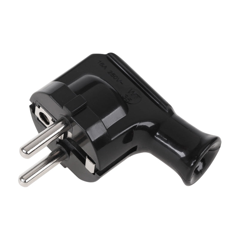 Ștecher Schuko cotit la 90 de grade WT-35 negru URZ3005