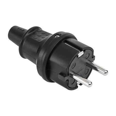Ștecher cauciucat 16 A/250 V IP44 negru URZ3175