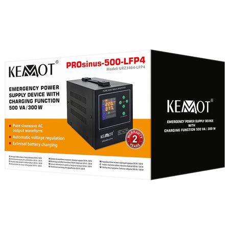 UPS cu undă sinusoidală pură 500VA/300W 12V Kemot URZ3404-LFP4