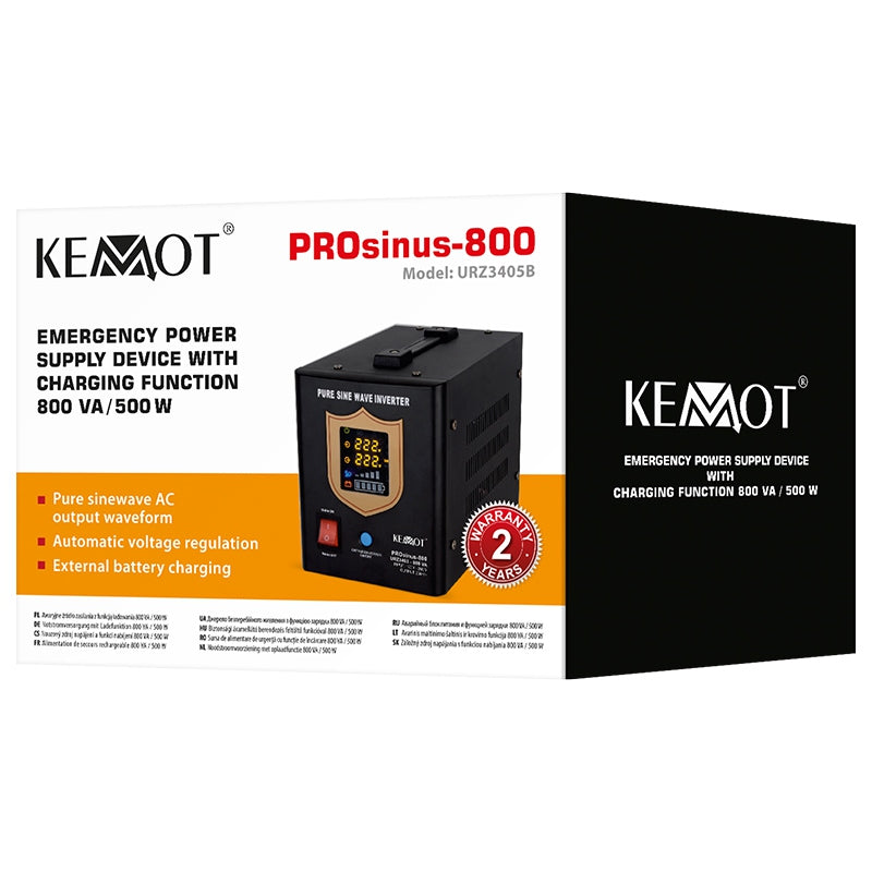 UPS pentru centrale termice cu undă sinusoidală pură de 800 VA/500 W la 12 V Kemot URZ3405B