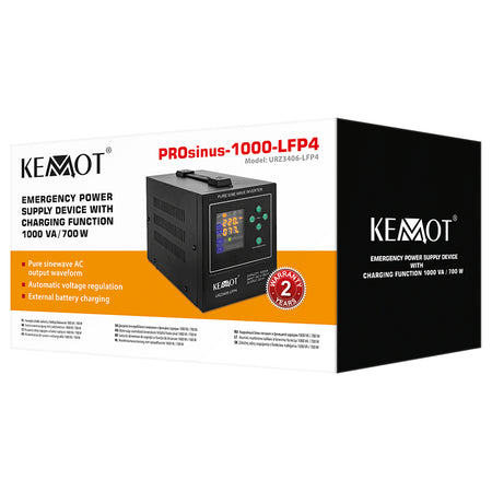 UPS cu undă sinusoidală pură 1000VA/700W 12V Kemot URZ3406-LFP4