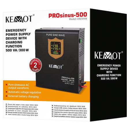 Sursă de alimentare neîntreruptibilă UPS cu sinus pur 500VA/300W și 12V Kemot URZ3408