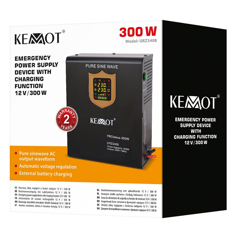 Sursă de alimentare neîntreruptibilă UPS cu sinus pur 500VA/300W și 12V Kemot URZ3408