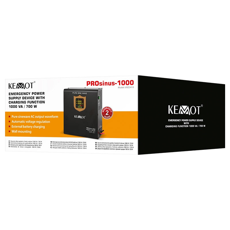 Sursă de alimentare neîntreruptibilă UPS cu undă sinusoidală pură 1000 VA/700 W, 12 V Kemot URZ3410