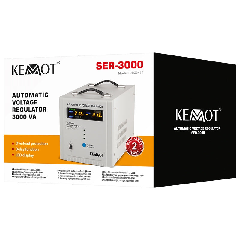 Stabilizator automat de tensiune de 3000 VA cu ieșire de 230 V Kemot URZ3414