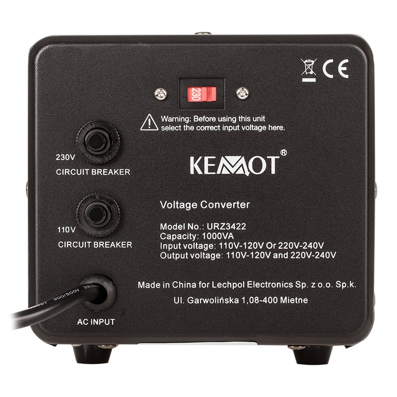 Convertor de tensiune 800 W / 1000 VA 230 V - 115 V cu transformator toroidal Kemot URZ3422