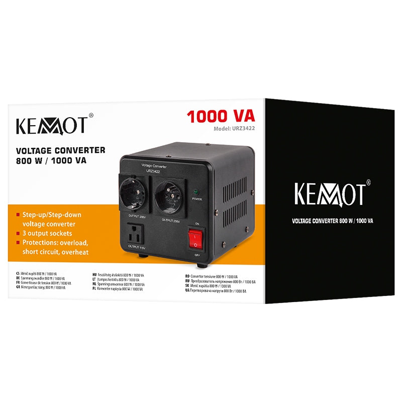 Convertor de tensiune 800 W / 1000 VA 230 V - 115 V cu transformator toroidal Kemot URZ3422