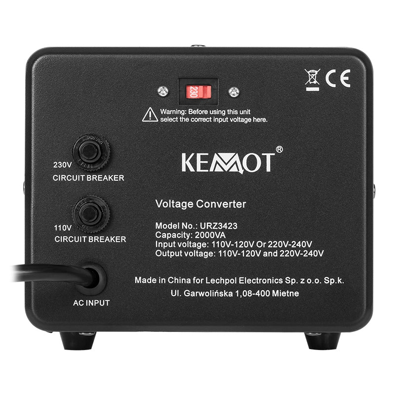 Convertor de tensiune 1600 W / 2000 VA 230 V - 115 V cu transformator toroidal Kemot URZ3423