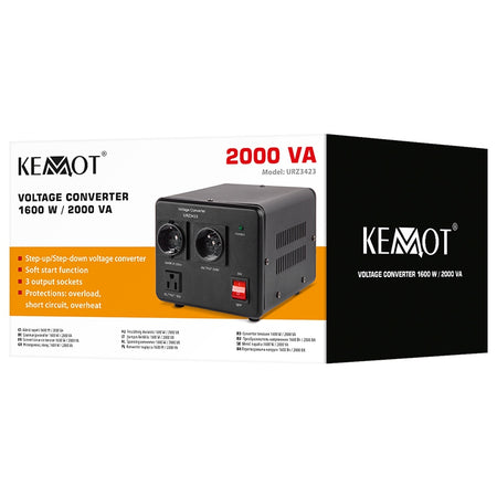 Convertor de tensiune 1600 W / 2000 VA 230 V - 115 V cu transformator toroidal Kemot URZ3423