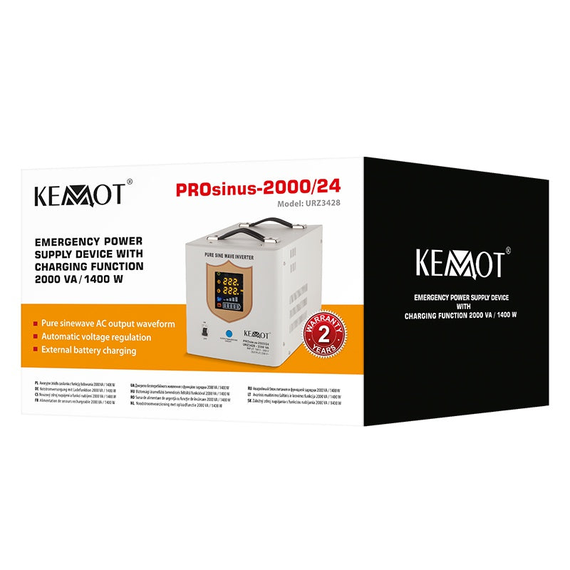 UPS invertor cu undă sinusoidală pură 2000 VA/1400 W 24 V Kemot URZ3428