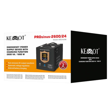Invertor UPS cu undă sinusoidală pură 2600VA/1800W 24V Kemot URZ3429B