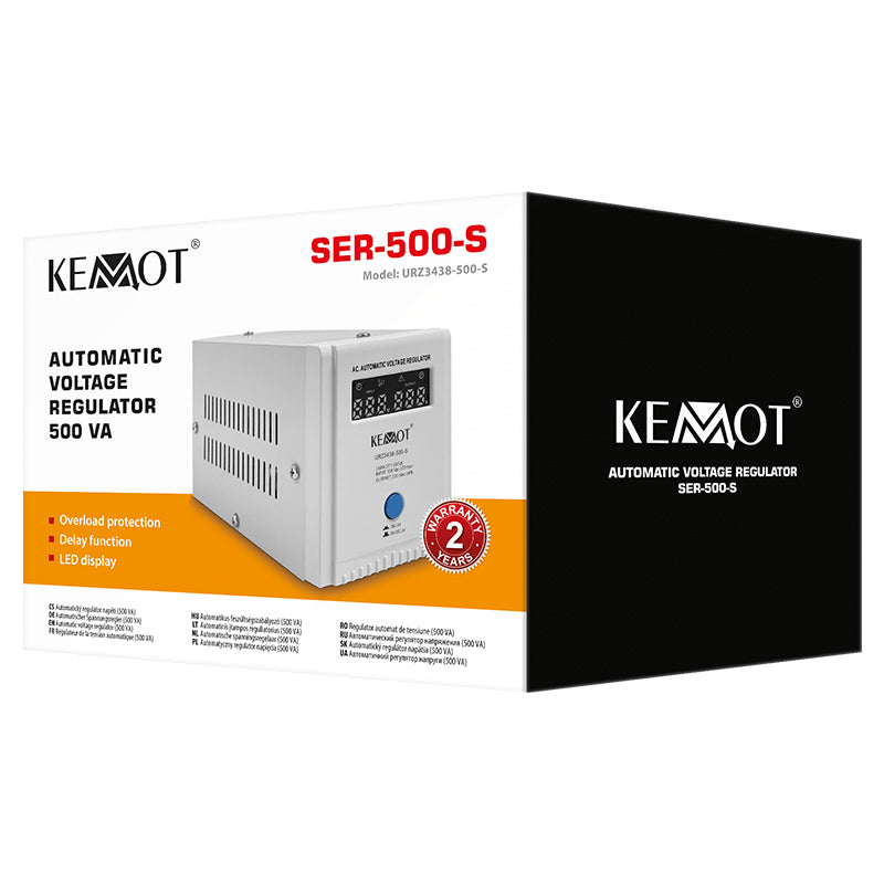 Stabilizator automat de tensiune 500 VA cu ieșire 230 V Kemot URZ3438-500-S