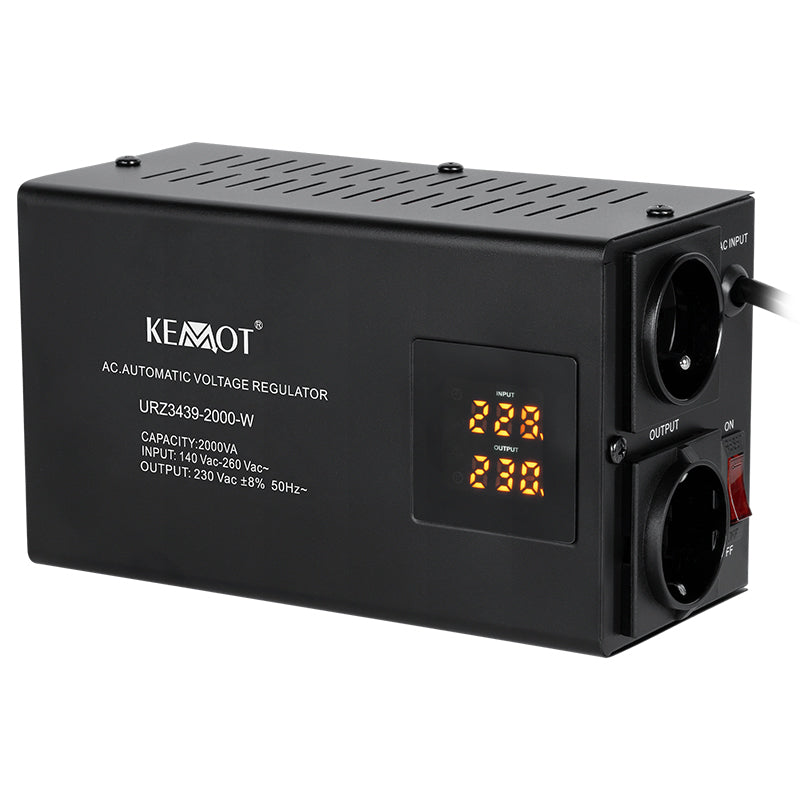 Stabilizator de tensiune automat de 2000 VA cu ieșire de 230 V Kemot URZ3439-2000-
