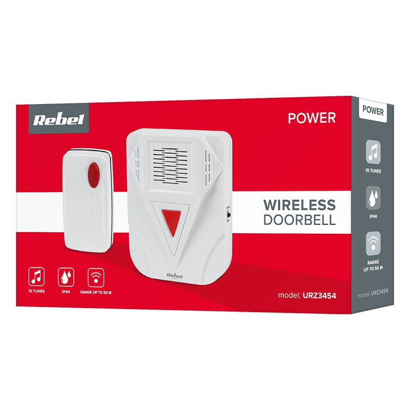 Sonerie wireless cu 15 melodii și rază de până la 50 m Rebel URZ3454