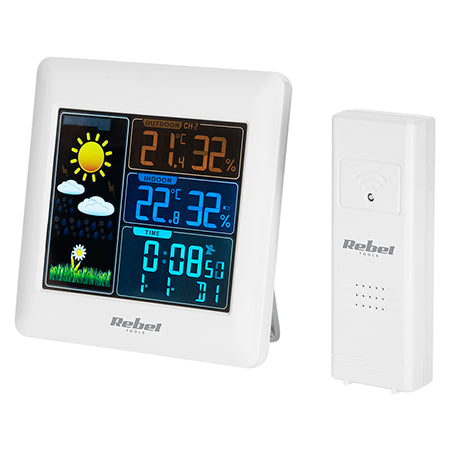Stație meteo wireless cu senzor exterior, ecran iluminat, Rebel URZ3498