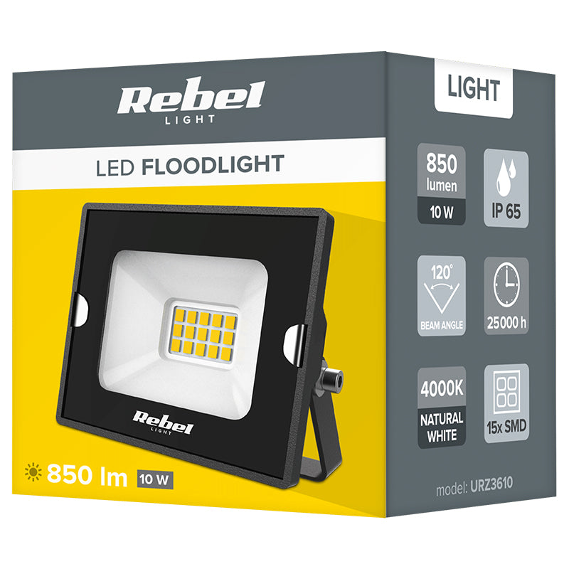 Reflector LED 10 W cu lumină neutră de 4000 K și protecție IP65 Rebel URZ3610