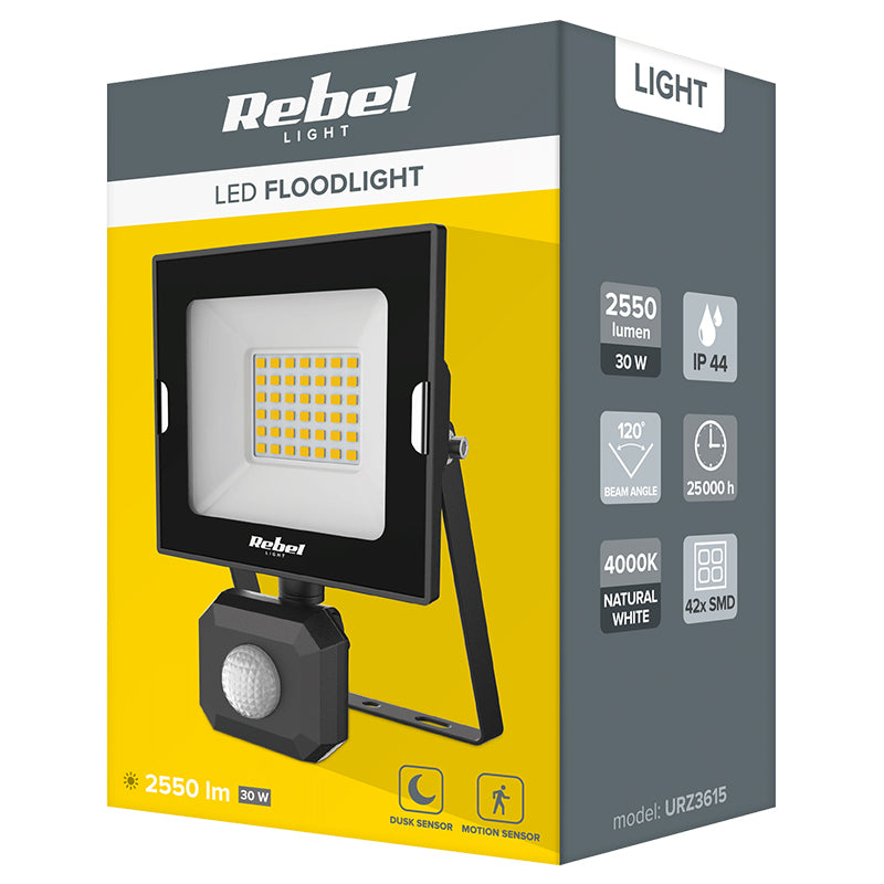 Reflector LED 30 W 4000 K cu senzor de mișcare Rebel URZ3615
