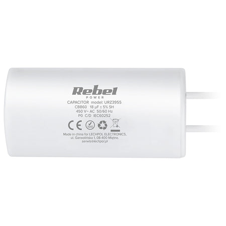 Condensator motor de 18 µF la 450 V Rebel URZ3955