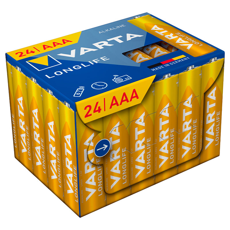 Set 24 baterii alcaline AAA Longlife LR03 de 1,5 V Varta VAR-4103-24
