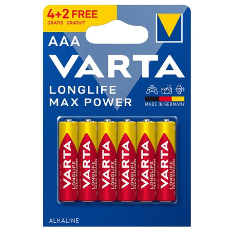 Set de 6 baterii alcaline AAA LR03 Max Power de 1,5 V Varta VAR-4703-6