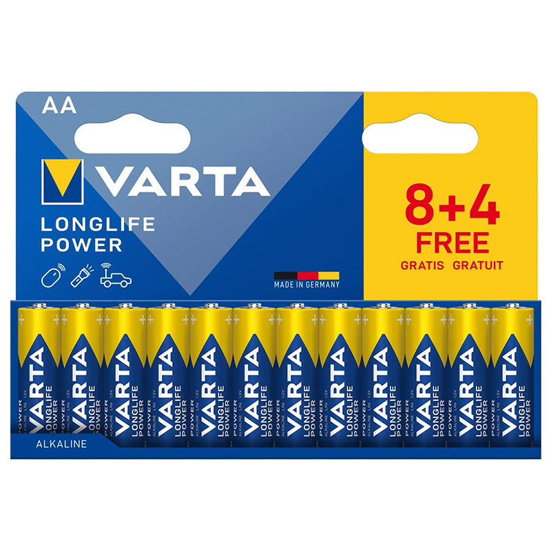 Set baterii alcaline AA LR06 Longlife Power cu 12 bucăți Varta VAR-4906-12
