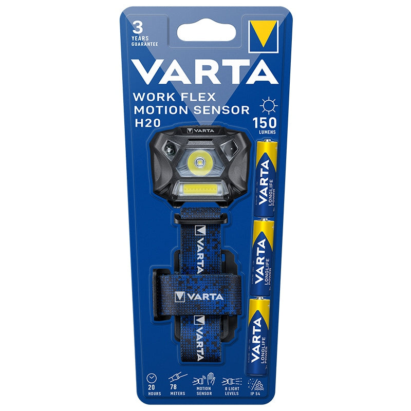 Lanternă frontală LED H20 cu 150 lumeni și rază de 78 m Varta VAR-H20