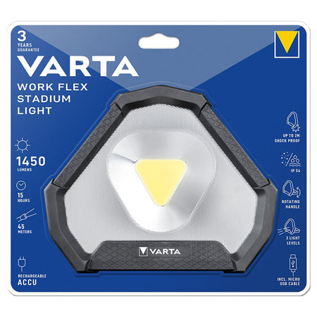 Lanternă de lucru cu LED COB Workflex Stadium de 1450 lm cu acumulator Varta VAR-WFS