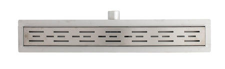 Rigolă de duș din oțel inoxidabil 600 × 70 mm cu evacuare orizontală Ø 40 mm și design Clasic