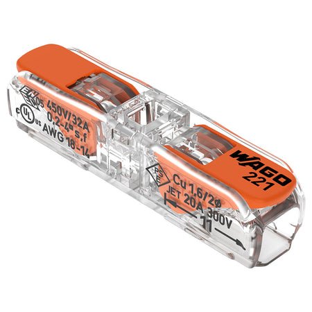 Set 60 conectori de îmbinare în linie cu pârghie pentru 2 conductori de 0,2-4 mm² WAGO W-221-2411