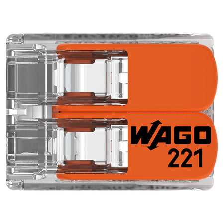 Set 100 cleme cu pârghie WAGO W-221-412 pentru 2 conductoare de până la 4 mm²